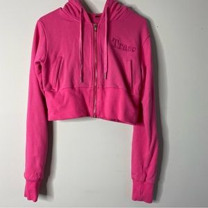 Womens Cropped Pink Hoodie